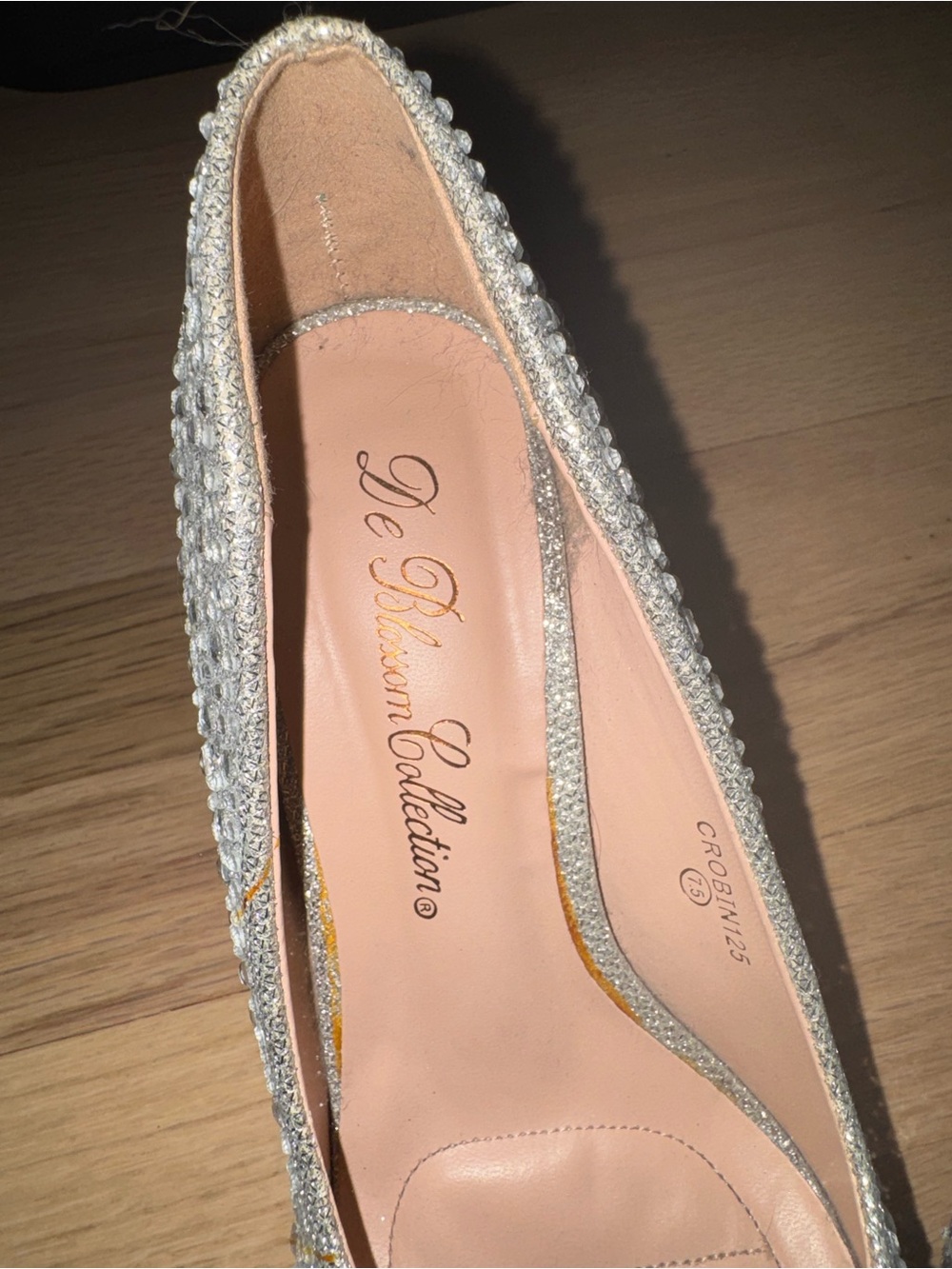 De Blossom Collection Silver Crystal Embellished High Heel Pumps - Picture 2 of 5